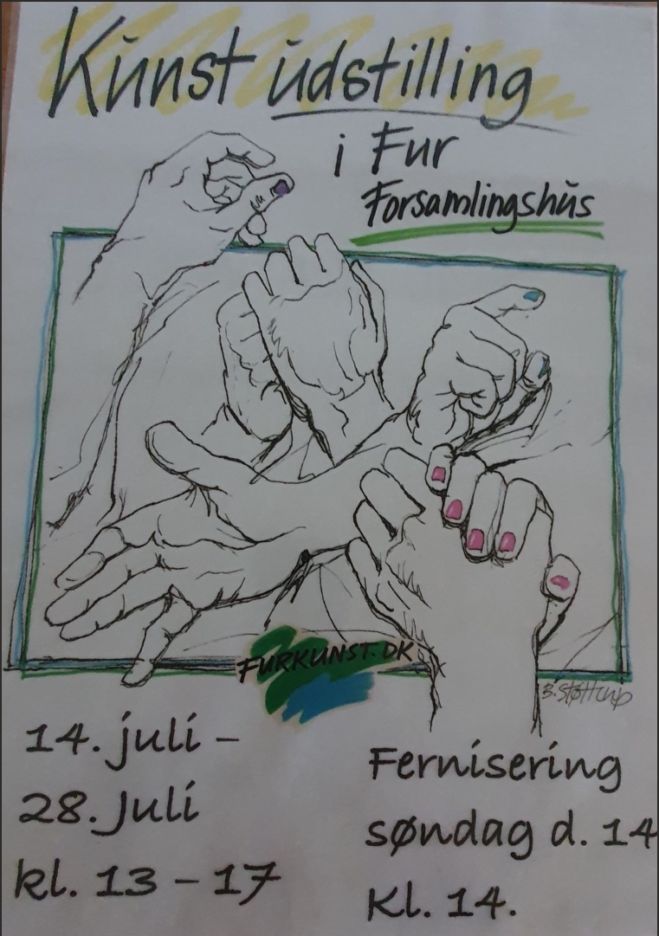 Sommerudstilling  i Fur Forsamlingshus, Nr. Madsbadvej, Fur med medlemmer af Fur Kunst