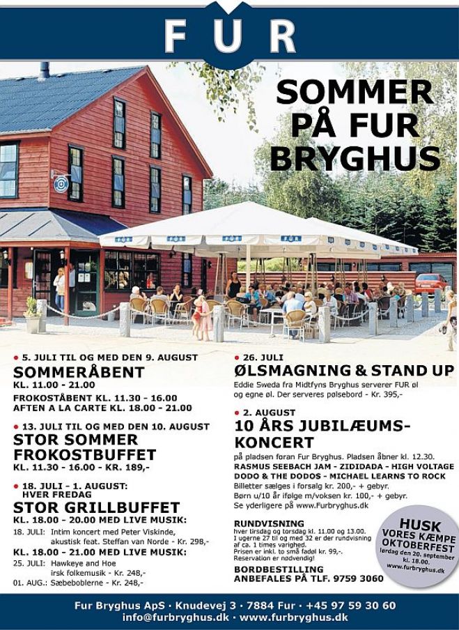 Fur Bryghus - sommerprogram
