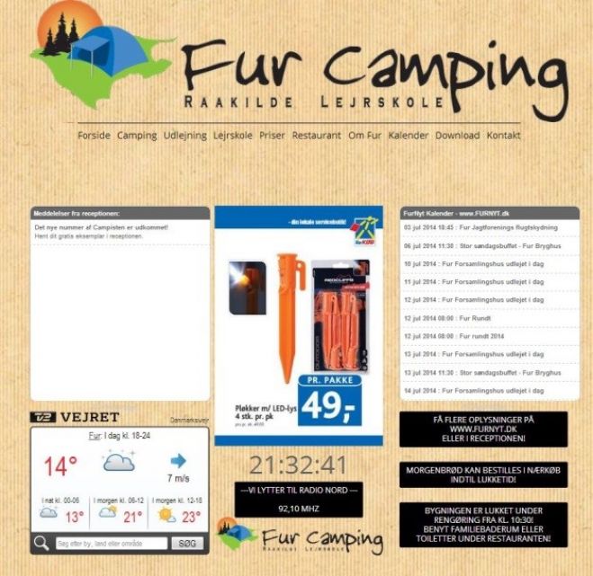 Bliv gratis eksponeret på FUR Campings infoskærm