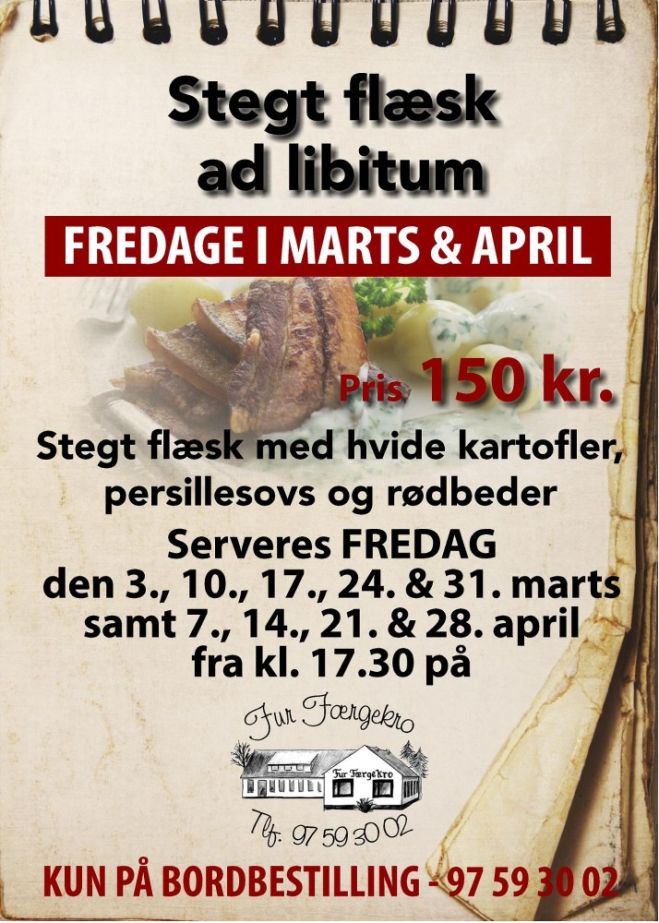 Fur Færgekro - Stegt flæsk ad libitum - fredage i marts og april