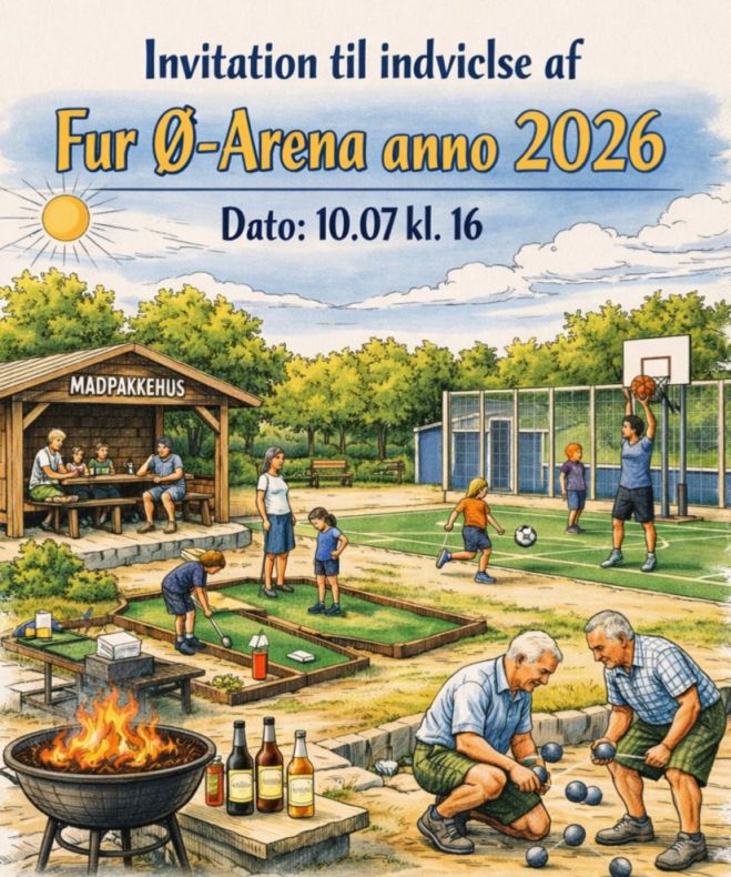 Invitation til indvielse af Fur Ø-Arena anno 2026