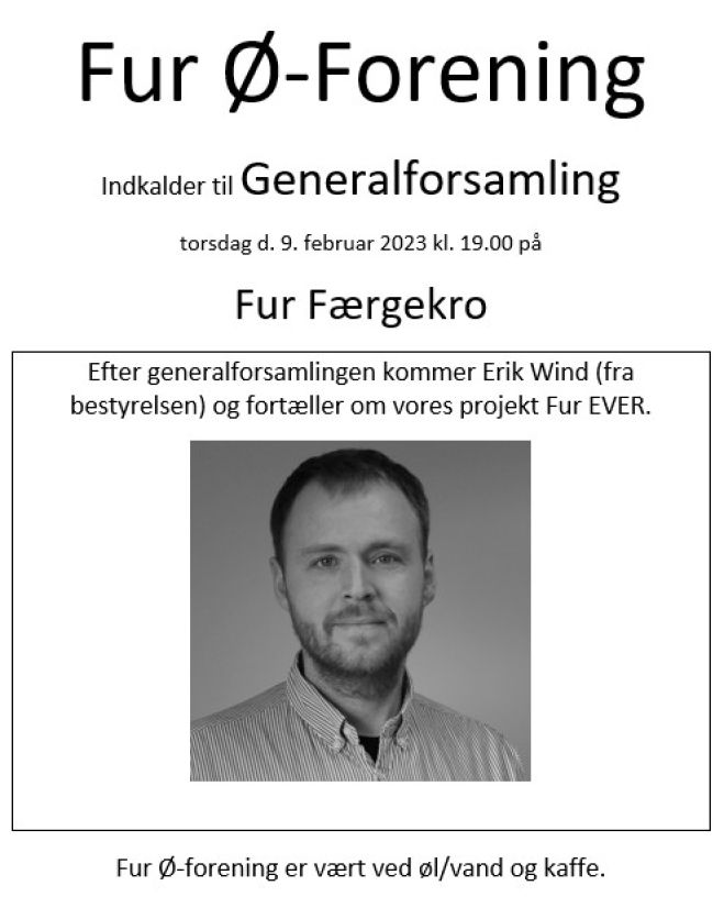 Fur Ø-Forening - Indkalder til Generalforsamling torsdag 9. februar 2023